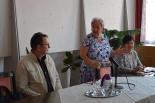 Levora Sándorné, az Ózdi Szívbetegek Egyesületének elnöke a Civil Házban tartott tájékoztató megbeszélésen.
