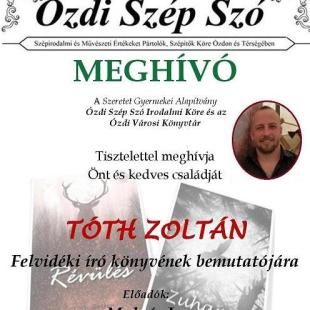 Tóth Zoltán könyvbemutatójának plakátja.