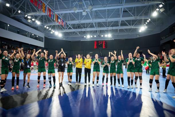 A magyar junior női válogatott a kézilabda-Európa-bajnokságon.