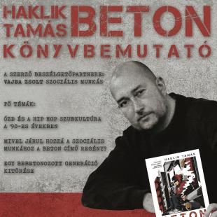 Beton - Haklik Tamás könyvbemutatójának plakátja.