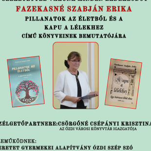 Fazekasné Szabján Erika könyvbemutatójának plakátja.