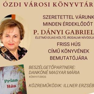 P. Dányi Gabriella könyvbemutatójának plakátja.