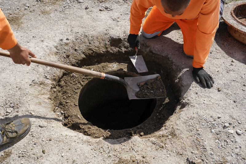 Az aknafedlap kiemelését végzik a szakemberek.