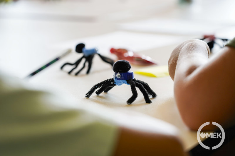 A foglalkozáson készített pókok.