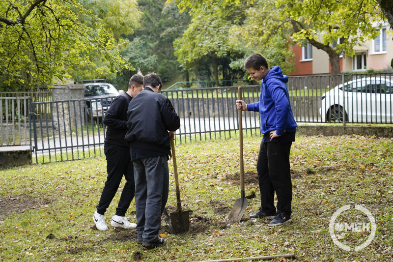 Lapát és ásó a fiatalok kezében.
