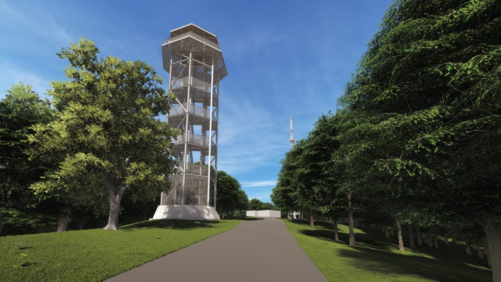 A kilátó a Drótos-tető felől nézve.