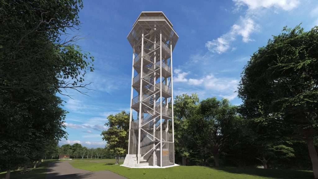 A kilátó az érkezés irányából.