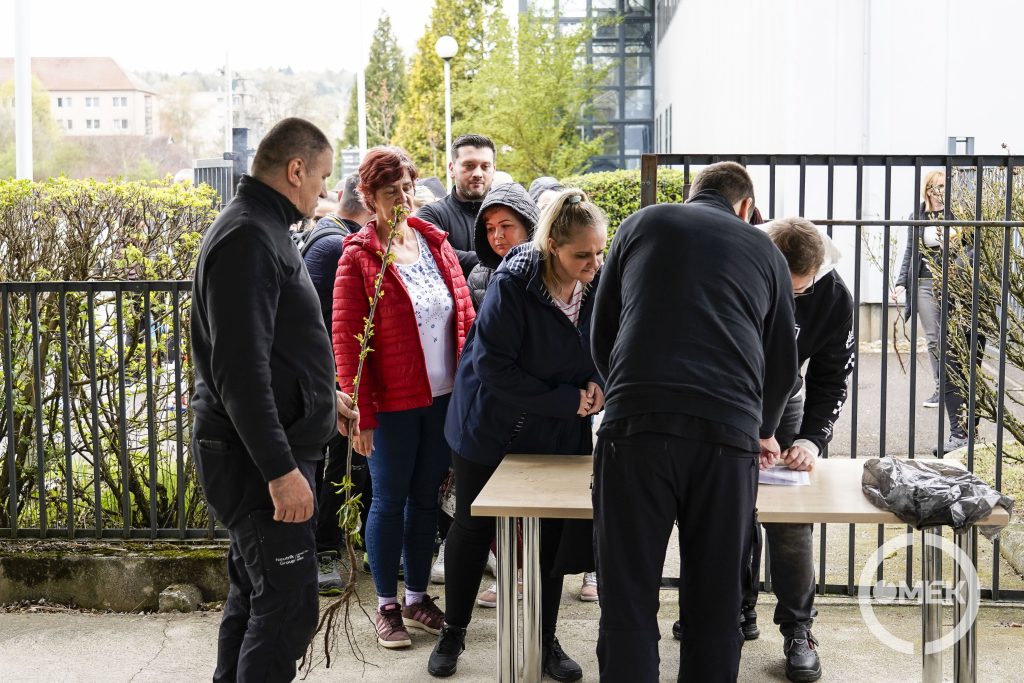 Sorakoznak a dolgozók, hogy átvegyék igényelt növényüket.
