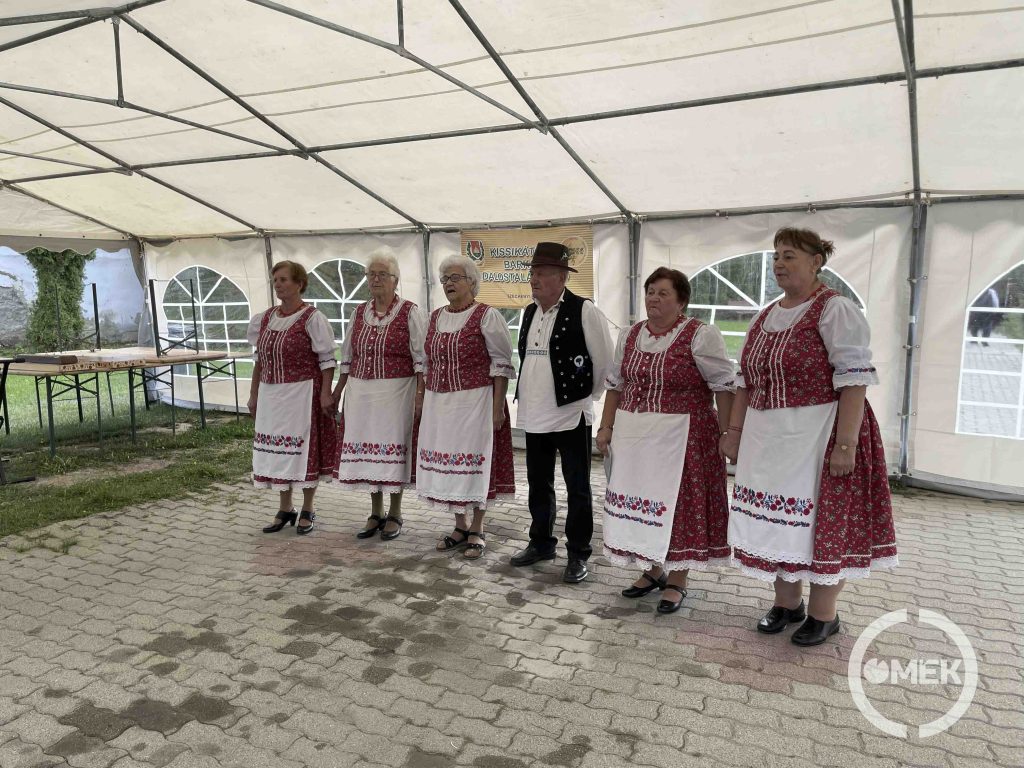 A domaházi Nefelejcs Nyugdíjas Klub tagjai énekelnek.